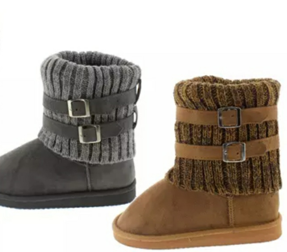 Children's sweater cuff boots with buckles